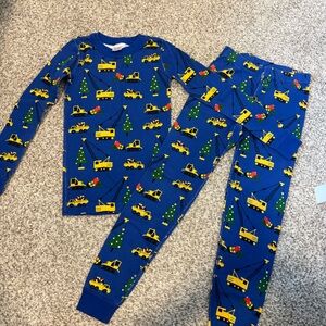 Blue Kids Holiday Hanna Andersson Pajamas with Construction Print